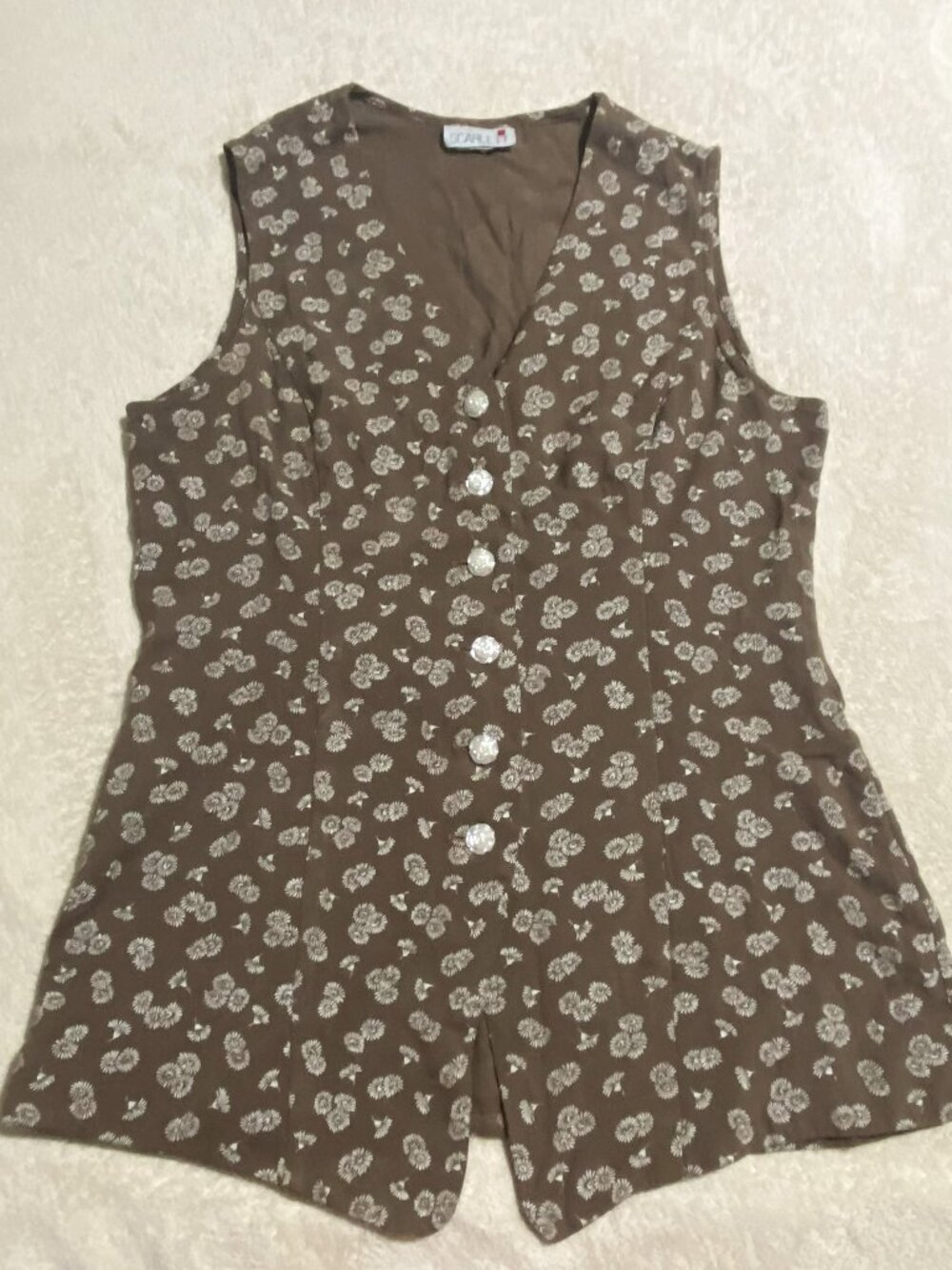 Scarlett Brown Floral Long Vest Size 11/12 Retro 90s Style
